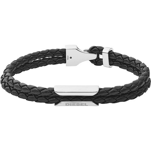 Bracelet STACKABLES DX1247040 Cuir, Acier inoxydable - Diesel - Modalova