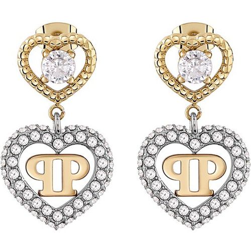 Boucles d'oreilles à fermoir à poussette PJZEA03EU Acier inoxydable recylé, Cristal - Philipp Plein - Modalova