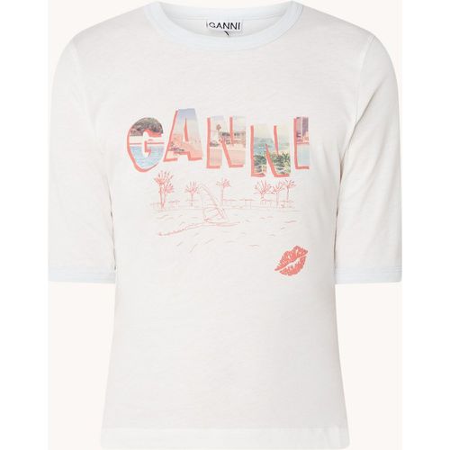 T-shirt en coton biologique avec imprimé logo - Ganni - Modalova