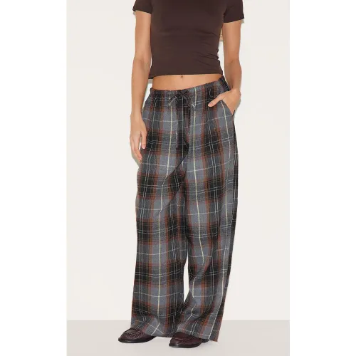 Pantalon ample à carreaux et cordons ajustables sur la taille - PrettyLittleThing - Modalova