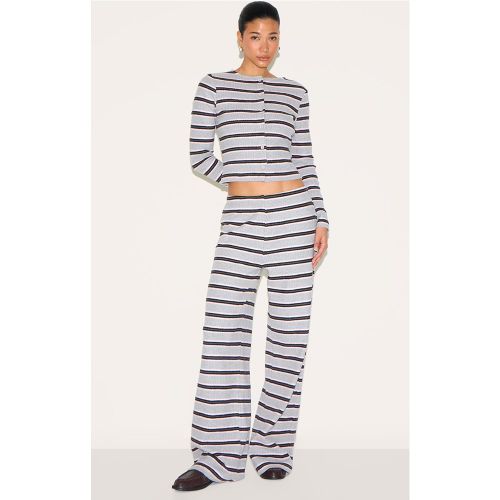 Pantalon large côtelé brossé à rayures et taille mi-haute | Taille 36 - PrettyLittleThing - Modalova