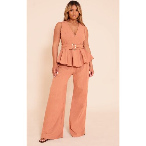 Shape Pantalon large en effet lin à taille haute | Taille 38 - PrettyLittleThing - Modalova