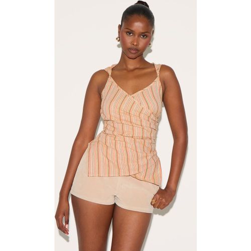 Top cache-coeur léger tissé froncé à rayures - PrettyLittleThing - Modalova