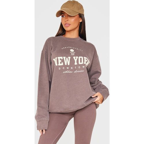 Sweat chocolat à slogan imprimé "New York Downtown" - PrettyLittleThing - Modalova