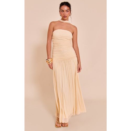 Robe longue froncée à détail foulard et taille tombante - PrettyLittleThing - Modalova