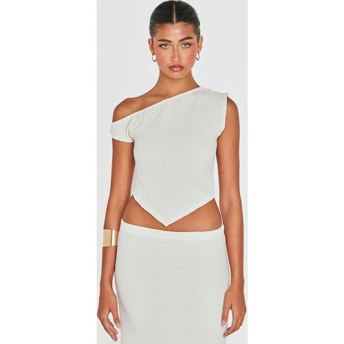 Top asymétrique texturé à épaule dénudée - PrettyLittleThing - Modalova