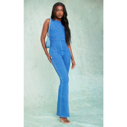 Tall Combinaison stretch en jean délavé indigo à dos nu - PrettyLittleThing - Modalova