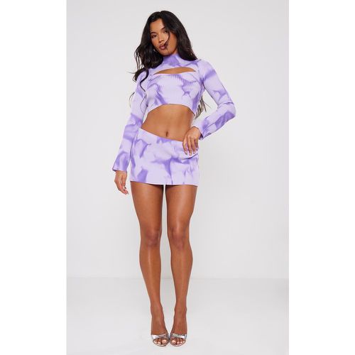 Mini-jupe en maille tricot côtelée violette effet tie & dye - PrettyLittleThing - Modalova