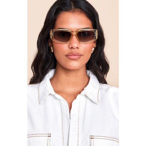 Lunettes de soleil carrées angulaires cristalisées - PrettyLittleThing - Modalova