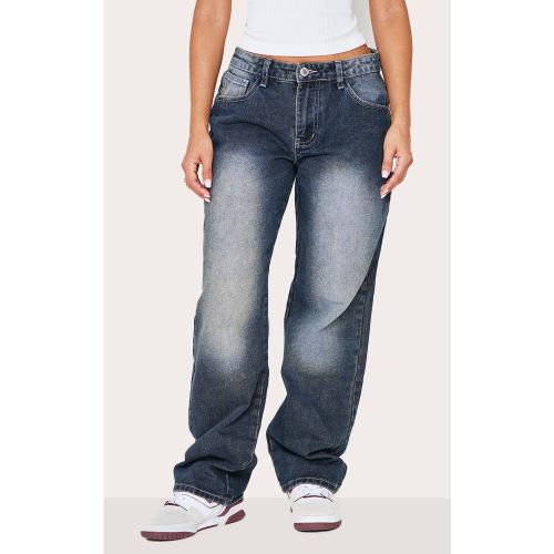 Petite Jean rigide droit javelisé effet usé à taille basse - PrettyLittleThing - Modalova