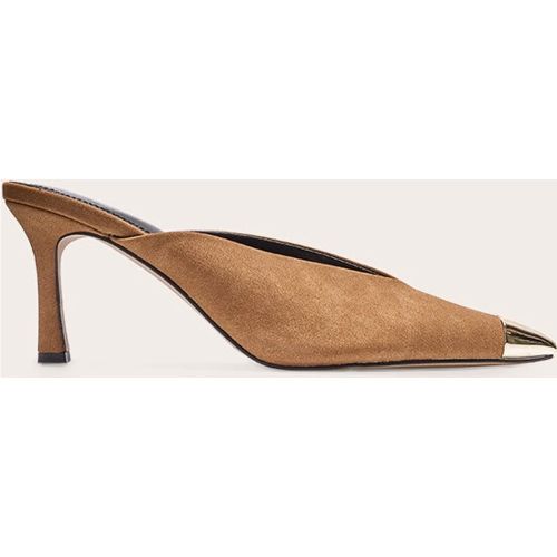 Mules pointues en suédine à talon et bout argenté - PrettyLittleThing - Modalova