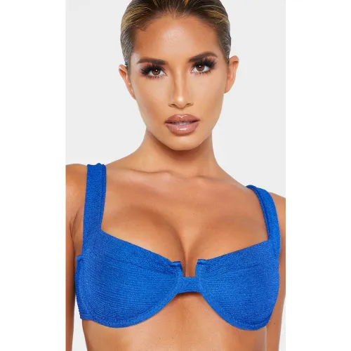 Haut de maillot de bain crêpé à col carré et armatures - PrettyLittleThing - Modalova