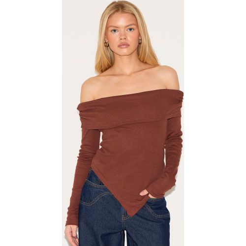 Top long à col bardot replié et oulret tombant - PrettyLittleThing - Modalova