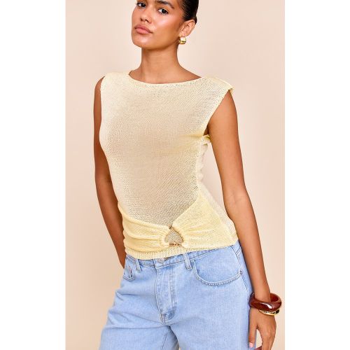 Top en maille filigrane à col bateau et empiècement - PrettyLittleThing - Modalova