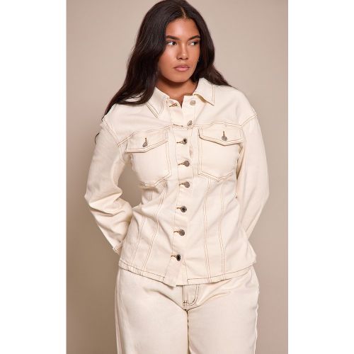 Sculpt Veste en denim stretch écru à manches retroussables et dos réglable | Taille 48 - PrettyLittleThing - Modalova