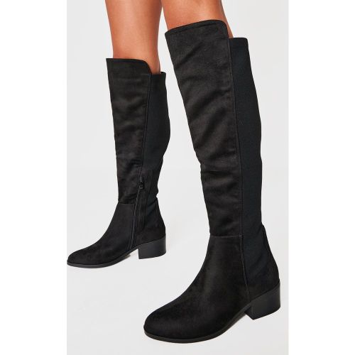 Bottes hautes en suédine à bout rond et talon carré - PrettyLittleThing - Modalova