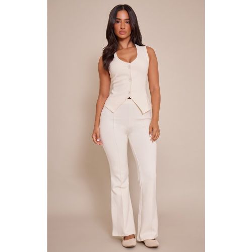 Petite Pantalon flare tissé à lisérés devant | Taille Large - PrettyLittleThing - Modalova