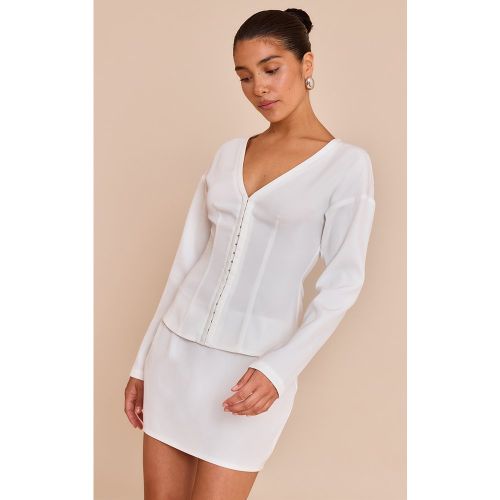 Petite Mini-jupe blanche à taille mi-haute - PrettyLittleThing - Modalova