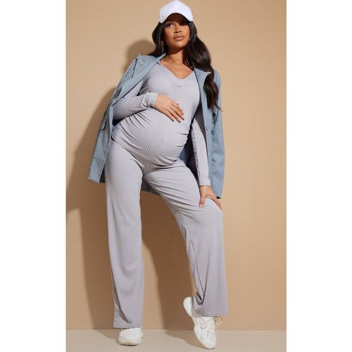 Maternité Pantalon de grossesse flare côtelé à taille haute - PrettyLittleThing - Modalova