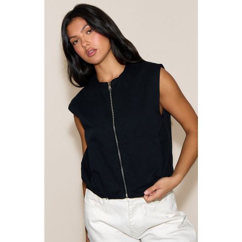 Gilet utilitaire noir à zip, Noir - PrettyLittleThing - Modalova