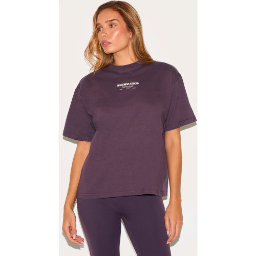 T-shirt oversize imprimé "Wellness" à épaules carrées - PrettyLittleThing - Modalova