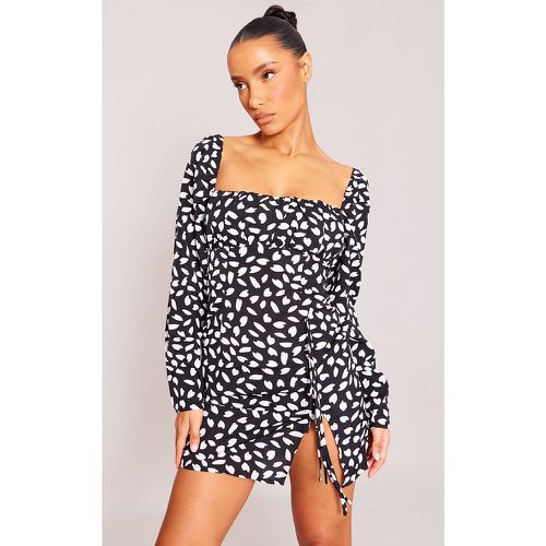 Robe moulante imprimée à fente latérale et détail noeud - PrettyLittleThing - Modalova