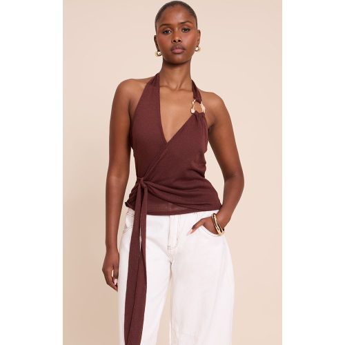 Top en maille tricot noué à dos nu et empiècement - PrettyLittleThing - Modalova