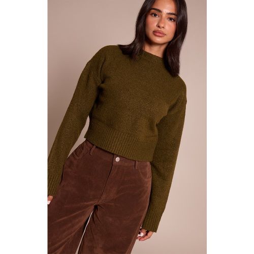 Petite Pull court en maille tricot à col montant | Taille Large - PrettyLittleThing - Modalova