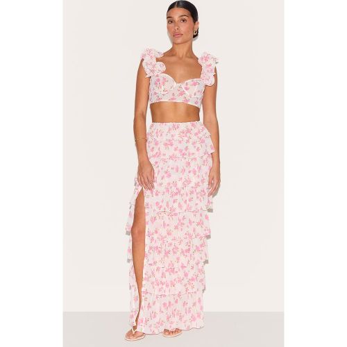 Petite Jupe longue fleurie à volants - PrettyLittleThing - Modalova