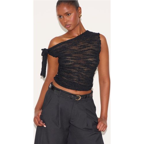 Top en maille style crochet boule transparente à détail noué asymétrique - PrettyLittleThing - Modalova