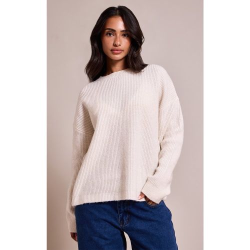 Petite Sweat en maille tricot à col rond et manches raglan | Taille Large - PrettyLittleThing - Modalova