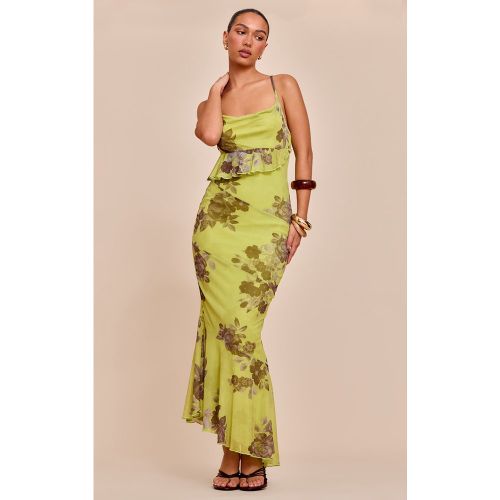 Robe longue en mesh fleuri à dos bénitier - PrettyLittleThing - Modalova