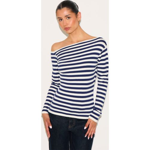 Tall Top asymétrique en maille tricot à rayures - PrettyLittleThing - Modalova