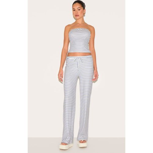 Pantalon large doux à rayures et taille mi-haute - PrettyLittleThing - Modalova