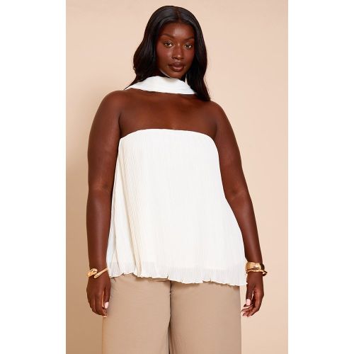 Plus Top bustier long en mousseline de soie blanche à foulard | Taille 48 - PrettyLittleThing - Modalova