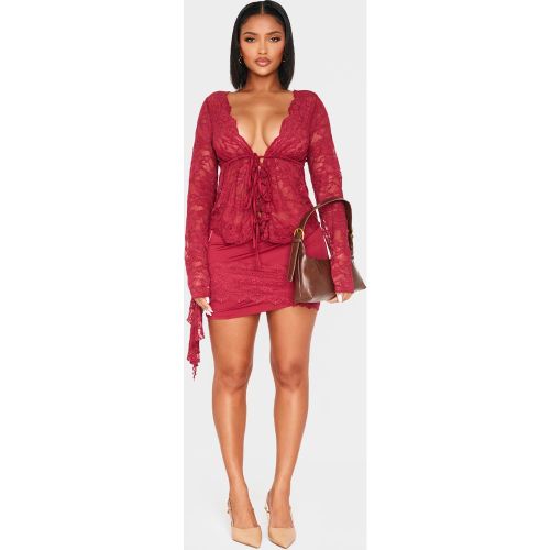 Shape Mini-jupe drapée à détails en dentelle sur les côtés | Taille 38 - PrettyLittleThing - Modalova