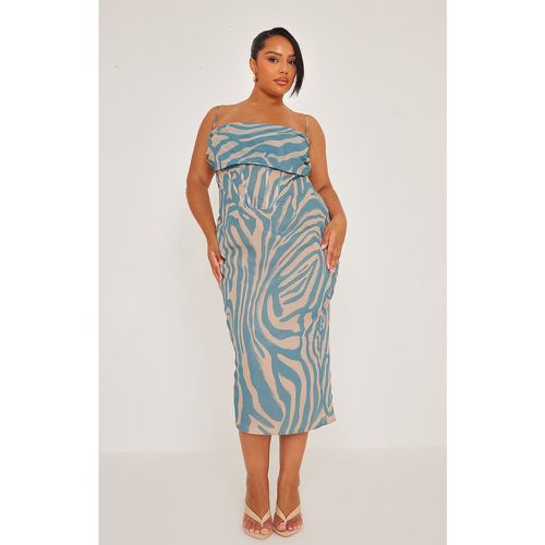 Plus Robe mi-longue en mousseline de soie drapée imprimé tigre - PrettyLittleThing - Modalova