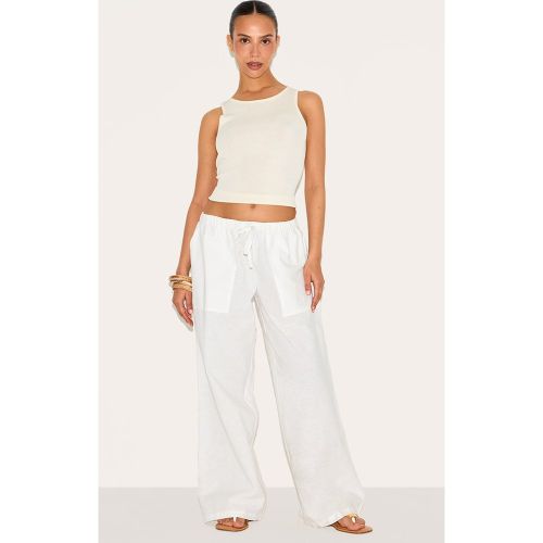 Petite Pantalon en effet lin à cordons ajustables - PrettyLittleThing - Modalova