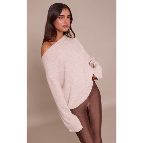 Top asymétrique oversize ample en maille tricot douce à manches longues | Taille 32 - PrettyLittleThing - Modalova