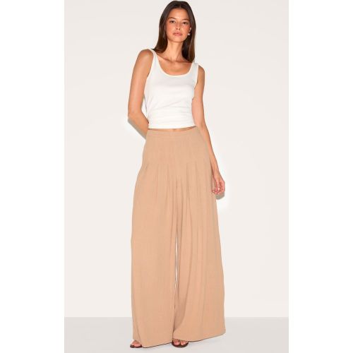 Pantalon large fluide en effet lin mélangé à pinces - PrettyLittleThing - Modalova