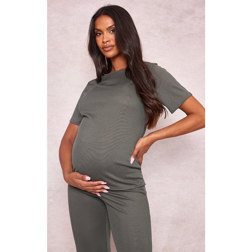 Maternité T-shirt de grossesse oversize en maille tricot gaufrée à manches courtes - PrettyLittleThing - Modalova