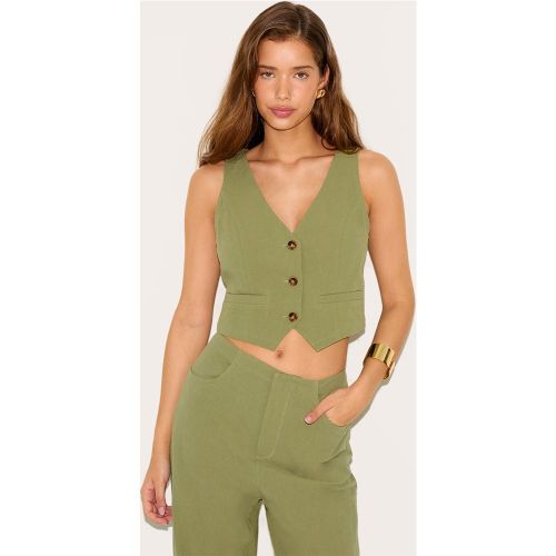 Gilet en effet lin à dos ouvert - PrettyLittleThing - Modalova