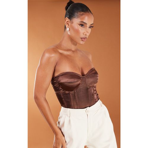 Corset marron satiné - PrettyLittleThing - Modalova