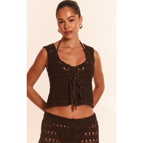 Top de plage en maille style crochet noué devant - PrettyLittleThing - Modalova