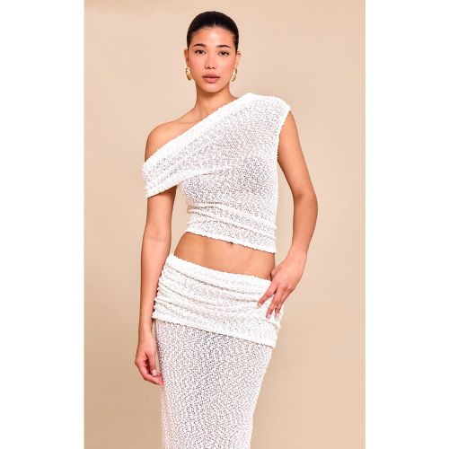 Top long asymétrique en maille boule froncé - PrettyLittleThing - Modalova