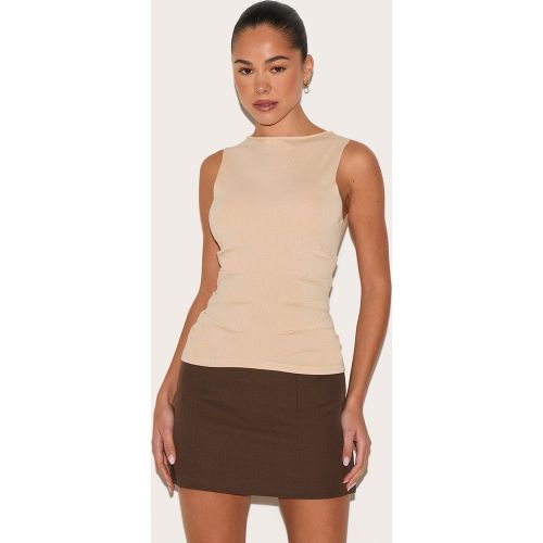 Top en maille fine sans manches à col montant - PrettyLittleThing - Modalova