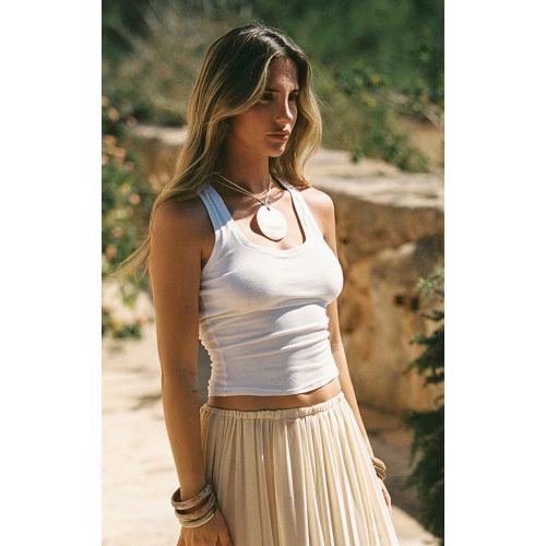 Débardeur côtelé doux à col rond | Taille 38 - PrettyLittleThing - Modalova