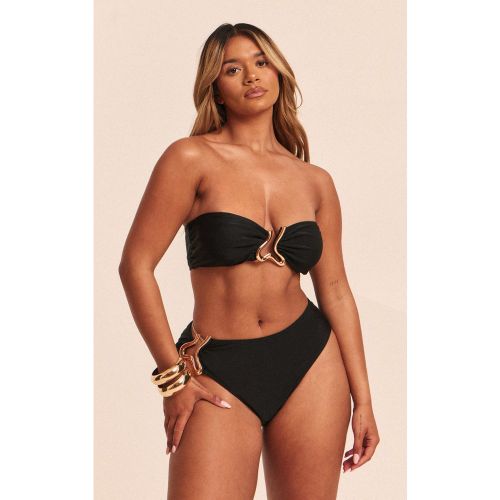 Sculpt Black Gold Wave Trim Bikini Bottoms - PrettyLittleThing - Modalova