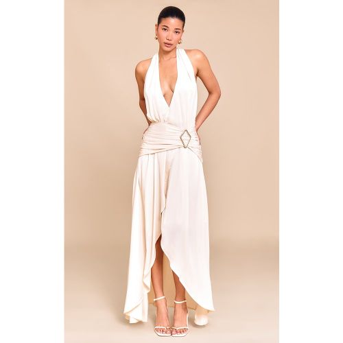 Robe longue en mousseline de soie à décolleté et empiècement - PrettyLittleThing - Modalova