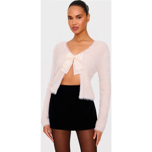 Top en maille tricot duveteuse à noeud devant - PrettyLittleThing - Modalova